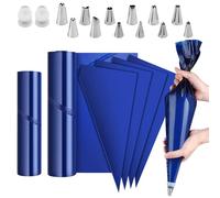 ZXBBTZ 100 PCS Mangas Pasteleras Desechables 52/39 cm, Bolsas de Manga Pastelera con 12 Boquillas de Acero Inoxidable y 2 Adaptadores, Bolsas de Pastelería para Cupcakes, Pastelería, Dulces y Tartas