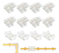 ZXBBTZ 12 PCS Conectores Tira LED COB 8mm, Conector Esquina Tira LED COB 2 Pines, Transparente LedStrip Conector en Forma de L y Conector Directo sin Soldadura para Esquinas o Tiras de Luz Extendidas