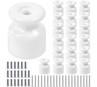 ZXBBTZ 20PCS Aisladores de Porcelana para Cable Trenzado Ø19 mm, Abrazadera Cable Porcelana, Aisladores de Ceramica Blanco, Aislante dePorcelana con Tornillos y Tacos para Seguridad deCable Eléctrico