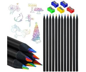 ZXBBTZ 32 PCS Lápices de Colores Arcoiris 7 en 1, Lápices Multicolor, LápicesArcoiris con 5 Sacapuntas, Lápice de Colores Escolares para para Dibujar y Pasatiempos Creativos, regalo para Fiestas