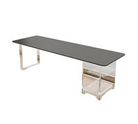 ZxbingUK-2025 Escritorio para PC Escritorio de Estudio Moderno con estantes Abiertos, Tablero losa Roca y Estructura acrílico, Mesa Blanca for portátil, Escritorio for Oficina en casa(Negro,XL)