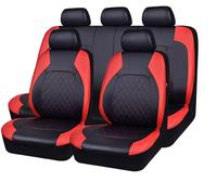 ZXBL 9 Piezas Cuero Funda Asiento Coche para KIA Rio 2017-2020, Impermeable Completo Juegos Cubreasientos Protectores Interior Accesorios,C-Red
