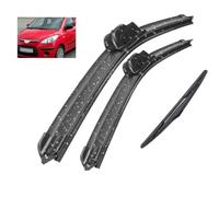 ZXBL Juego de Escobillas Limpiaparabrisas Delanteras y Traseras para Hyundai i10 MK1 22"+16"+12" 2007-2013, 2 Delanteras + 1 Trasera - Goma Resistente