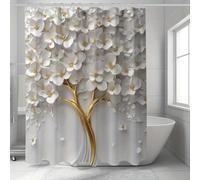 ZXBNNN Cortina de Ducha con diseño de árbol en Flor Blanca, Elegante Decor para el baño, aman los diseños inspirados en la Naturaleza y serenos (183x183cm(72,05x72,05 Pulgadas))