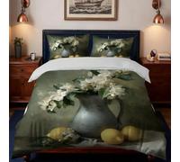 ZXBNNN Juego de Funda nórdica de 3 Piezas, Juego de Funda nórdica con Estampado de Plantas y Flores al óleo, Ideal para el Estudio Morandi Still Life (160x200cm*1/60x60cm*2)