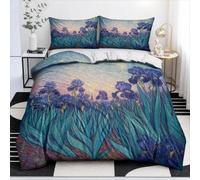 ZXBNNN Juego de Funda nórdica Grande con Estampado de Campo de Lirios Azules, Estilo impresionista, primaveral, para Todas Las Estaciones, Lavable a máquina (140x210cm*1/50x75cm*2)