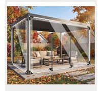 ZXCASDF Cortinas De Exterior con Ojales,Lona alquitranada de PVC con Cremallera，Cortinas para pergolas，cerramientos Jardin plástico，para Pérgola Gazebo Patio Porche(H1.8xW3.5m/H5.9xW11.4ft)