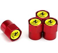 ZXCDRFT 4 Piezas Tapones de Válvula de Neumático para Ferrari 430 F12 458 488 812 F8 456 Portofino Roma, Tapas Antipolvo para Ruedas de Coche Válvulas de Neumáticos Coche,Red
