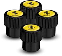 ZXCDRFT 4 Piezas Tapones de Válvula de Neumático para Ferrari California 430 F12 458 488 812 F8 456 Portofino Roma, Tapas Antipolvo para Ruedas de Coche Válvulas de Neumáticos Coche,Black