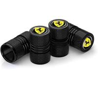 ZXCDRFT 4 Piezas Tapones de Válvula de Neumático para Ferrari California California 30 2008-2010 2011 2012 2013 2014, Tapas Antipolvo para Ruedas de Coche Válvulas de Neumáticos Coche,Black