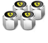 ZXCDRFT 4 Piezas Tapones de Válvula de Neumático para Ferrari F430 F12 F458 488 812, Tapas Antipolvo para Ruedas de Coche Válvulas de Neumáticos Coche,Silver