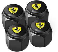 ZXCDRFT 4 Piezas Tapones de Válvula de Neumático para Ferrari F430 F12 F458 488 812, Tapas Antipolvo para Ruedas de Coche Válvulas de Neumáticos Coche,Black