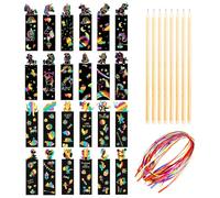 ZXCHOME 24pcs Papel de Rascar Papel Scratch Art Lápices de Madera Marcadores Libros Marcapaginas Animal Colores Manualidades Creativas Dibujar de Rascar para Niños Regalo de Cumpleaños