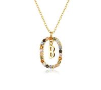 ZXCK 925 Letras de Oro de Plata esterlina A - Z Inicial M S C K Alfabeto Collar de Cadena Larga Diga mi Nombre Joyería-Gold B