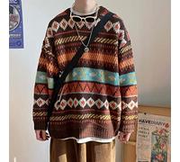 ZXCL Suéter Vintage Mujeres Harajuku College Parejas Adolescentes Punto de Punto All-Match Más Grueso Otoño Primavera Popular Señoras Pultos-S,Brown