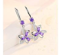 ZXCM 925 Sterling Silver Female Joyas de Boda Crystal Flower Drop Pendientes para Mujeres