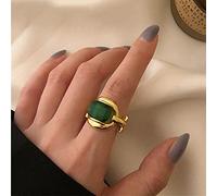 ZXCM 925 Sterling Silver Party Anillos Francia Chapado en Oro Vintage Vintage Green Elegant Jewelry Regalos para Las Parejas