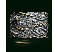 ZXCM Anillo de Plumas de Ala de Banda Grande Color Oro y Plata para Mujer - Joyería de Moda de Compromiso y Boda con Circón S925