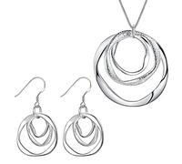 ZXCM Conjunto de Joyas de Plata de la Plata 925 Conjunto de Pendientes del Collar del Encanto de la Manera para Las Mujeres Fiesta de Bodas de la señora