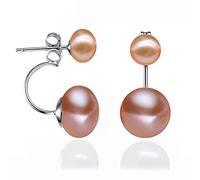 ZXCM Pendientes de Perlas Naturales Joyas S925 STRYLING Silver Blanco Blanco Negro Doble Pendiente Pendientes Partido