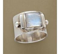 ZXCM Vintage Piedra de Luna Anillos de Boda para Mujeres Color de Oro Blanco Grande Grandes Piedra Promesa Anillos Moda Femenina Compromiso Joyería Regalos