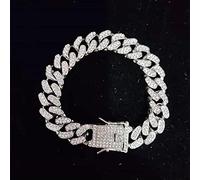 zxcs Hombres Mujeres Hip Hop Cadena Collar 13mm Ancho Miami Cadena Cuba Cadena Hiphop Collares Joyería De Moda-Silver Bracelet,24inch Necklace