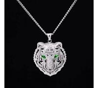 zxcs Moda Exquisito Brillante Zircon con Incrustaciones Tigre Collares Collares de Moda de Animales de Moda Hombres Hip Hop Jewelry-Silver