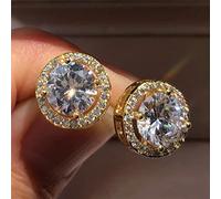 zxcs Pendiente de espárrago de Color Cuadrado de Color Dorado para Hombres Hip Hop Luxury Rhinestone Geometry Stud Pendientes para Mujeres Joyery Party-D-Gold