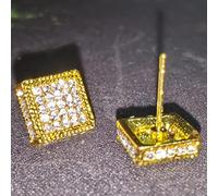 zxcs Pendiente de espárrago de Color Cuadrado de Color Dorado para Hombres Hip Hop Luxury Rhinestone Geometry Stud Pendientes para Mujeres Joyery Party-F-Gold