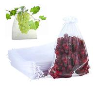ZXCVB 50 Bolsas Reutilizables para protección de Frutas, Bolsas de Red para jardín antipájaros para Control de plagas, Bolsas de Malla para Uvas, Bolsas para Cultivo de macetas,25x35cm