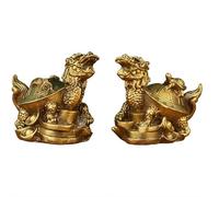 ZXCVWWE Decoración inspirada en la tortuga de pirita, figura de tortuga de piedra de pirita para Feng Shui, estatua de tortuga de latón para estante de escritorio de oficina en casa, adorno de tortuga