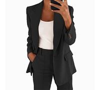 ZXCW 2022 otoño e Invierno Europeo y Americano Moda Solapa Slim Cardigan Traje Traje Chaqueta Mujeres-Black,XXL