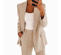 ZXCW 2022 otoño e Invierno Europeo y Americano Moda Solapa Slim Cardigan Traje Traje Chaqueta Mujeres-Apricot,M