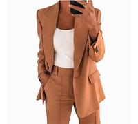 ZXCW 2022 otoño e Invierno Europeo y Americano Moda Solapa Slim Cardigan Traje Traje Chaqueta Mujeres-Khaki,XL