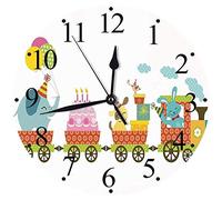 ZXDFG Digital Todos los Relojes 12", aleaciones de Dibujos Animados Happy Cake Animales en una Imagen de Tren de Fiesta
