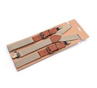 ZXDGsdrdtW tirantes, Vintage Hombres 3 Clip Correa Tirantes for Pantalones Pu De Cuero Marrón 2.5 * 115 Cm Accesorios