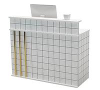 ZXDRYBHD Mostrador Recepción Moderno Pequeño con Mostrador, Mesa Recepción Comercial con Gran Espacio de Almacenamiento para Oficina Tienda(Metallic,39.3in/100cm)