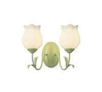 ZXDTVFGN Aplique de Pared para baño de 2 Luces con diseño de tulipán, Vidrio lechoso, con Flores, lámpara Doble montada sobre Espejo, Estilo nórdico Moderno, Verde, Floral, para Dormitorio