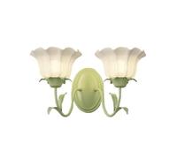 ZXDTVFGN Aplique de Pared para baño de 2 Luces con diseño de tulipán, Vidrio lechoso, con Flores, lámpara Doble montada sobre Espejo, Estilo nórdico Moderno, Verde Floral, para Dormitorio d