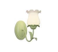 ZXDTVFGN Aplique de Pared para baño de 2 Luces con tulipán, Vidrio lechoso, Flor, lámpara Doble montada sobre Espejo, Estilo nórdico Moderno, Verde Floral, para Dormitorio de niñas, mesita