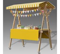 ZXDTVFGN Carrito Plegable Móvil para Vendedores Ambulantes de Comida sobre Ruedas, Mesa Expositora para Puestos de Mercado Agrícola, Carrito Portátil de Helados (Amarillo/B 150 CM)