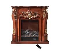 ZXDTVFGN Chimenea eléctrica con Quemador insertable, Decorativa, repisa de Madera, Calentador de ambientes, decoración de Llama óptica LED (Color: marrón, tamaño: sin Calentador)