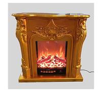 ZXDTVFGN Chimenea eléctrica con Quemador insertable, Decorativa, repisa de Madera, Calentador de Ambiente, decoración de Llama óptica LED (Color: Dorado, tamaño: con Calentador)