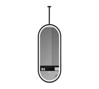 ZXDTVFGN Espejo de Techo Ovalado Giratorio luz LED, iluminación de 3 Colores y Brillo Ajustable, Ideal para Sala de Estar, Dormitorio y guardarropa (Negro, 40 x 80 cm)