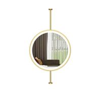 ZXDTVFGN Espejo Flotante Redondo para Colgar en el Techo luz LED Regulable en 3 Colores para Entrada, guardarropa y decoración del hogar (Dorado, 80 x 80 cm)
