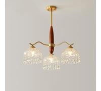 ZXDTVFGN Lámpara Colgante de 3 Luces de Madera Moderna, lámpara Colgante de Cristal Grande Francesa para vestíbulo, Entrada, lámpara Colgante de Techo Vintage, Mesa de Comedor, Sal