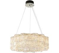 ZXDTVFGN Lámpara Colgante de Cristal 20" con Forma de Flor para Mesa de Comedor, LED Regulable de 120 W, lámpara Colgante de Techo Moderna y Redonda, cromada, para Sala de Estar