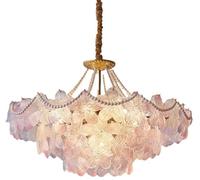 ZXDTVFGN Lámpara Colgante de Cristal Rosa con diseño de Flores para niñas Lámpara Colgante nórdica Moderna Azul con Tambor Grande para Comedor, Dormitorio, baño, Cocina y vestíbu