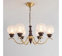 ZXDTVFGN Lámpara Colgante de Techo 3 Luces de Madera de Mediados de Siglo, Estilo rústico Vintage de Vidrio Agrietado, lámpara Colgante Dorada Antigua para Comedor, Dormitorio,