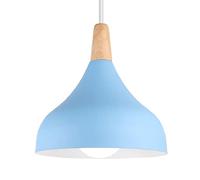ZXDTVFGN Lámpara Colgante nórdica de macarrón con Pantalla de Aluminio y Madera, Estilo Industrial Europeo, con Base E27, de 1 luz, de Metal, Ideal para Restaurante, Sala de Estudio, Bar, e